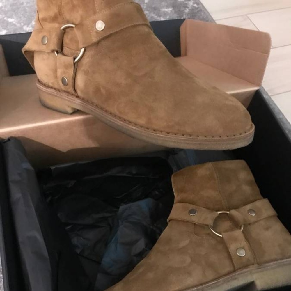 saint laurent suede wyatt boots.